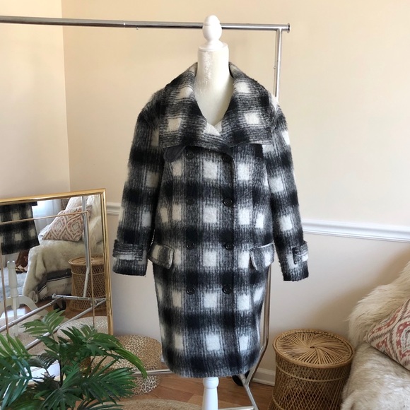 Banana Republic Italian Gingham Woolblend Coat S - Picture 3 of 8